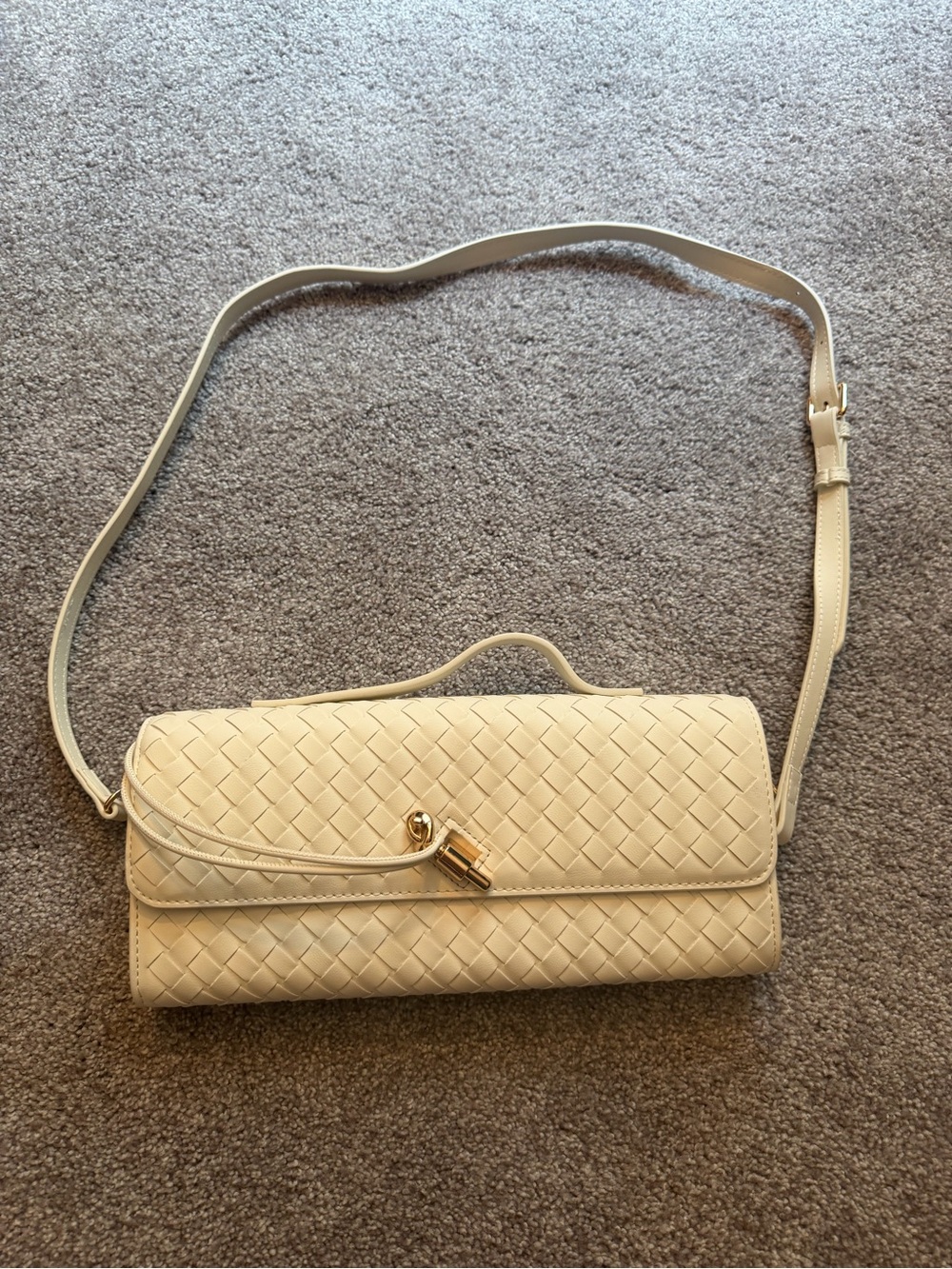 Woven Vegan Leather Bag - White